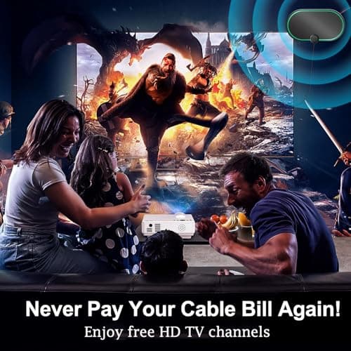 TV Antenna for Smart TV Indoor,HD Digital TV Antennas Long Range Signal Reception Up to 900 Miles, Support 4K 1080p All TVs,Easy Installation, Tv Receiver for Local Channels 10ft HDTV Coax Cable - Thumbnail 2