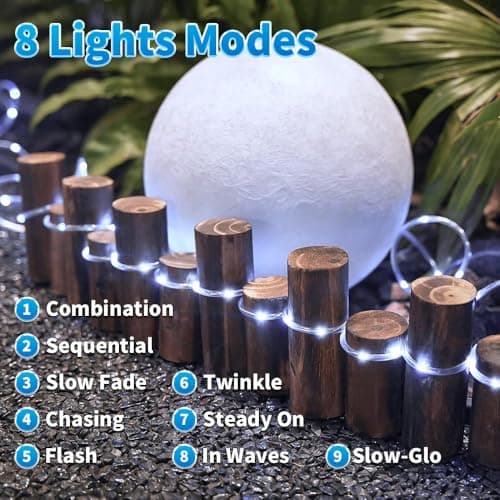 LairtPOW Solar Rope Lights 39FT 100LEDs,IP65 Waterproof Outdoor String Light, Palm Tree Lights for Party Garden Yard Pathway Patio Wedding Christmas Halloween Holiday Decoration (Cool White) - Thumbnail 4