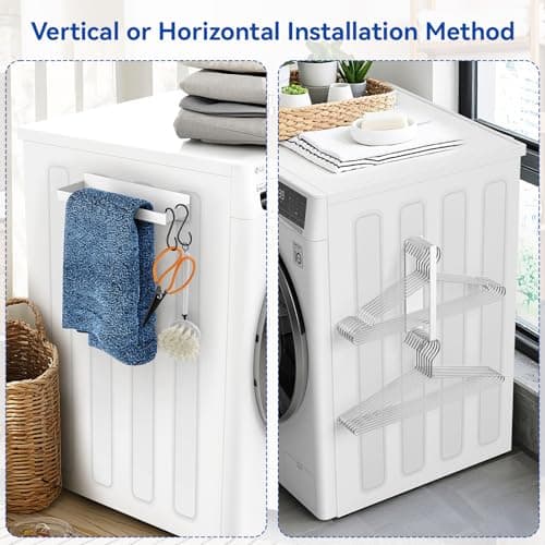 Laundry Room Organization and Storage Magnetic Dryer Ball Holder with Magnetic Hanger Holder, Magnetic Lint Bin for Washer Dryer, Iron Basket Dryer Ball Container, Magnetic Laundry Organizer (White) - Thumbnail 6