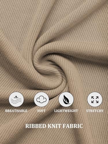 GKBK Scoop Neck Tank Tops for Women Spaghetti Strap Ribbed Women's Tank Top 2026 Summer Cute Shirts Trendy Khaki M - Thumbnail 3