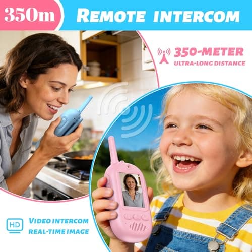 Video Walkie Talkies for Kids, 2 Pack Rechargeable Long Range Video Kids Walkies Talkies with Voice Changer, Outdoor Camping Hiking Indoor Play Toys Birthday for Boys and Girls Ages 3-12 - Thumbnail 3