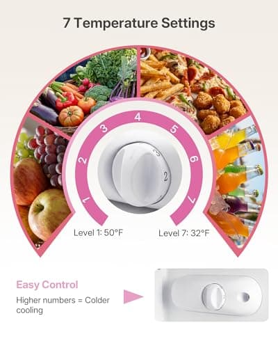 Upstreman 1.5 Cu.Ft All-Refrigerator Mini Fridge, Single Door Small Refrigerator, Dorm Fridge with 7 Adjustable Thermostat, Compact Refrigerator for Office, Bedroom or Dorm, Pink-CR16 - Thumbnail 4