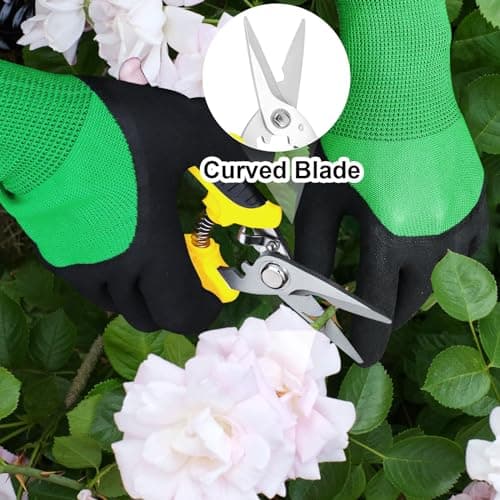 4 Pack Garden Shears Scissors,Pruning Shears, pruning shears for gardening Stainless Steel Blades, Gardening Clippers Hand Pruner With a Gardening Gloves((Red Yellow Blue Orange) - Thumbnail 5