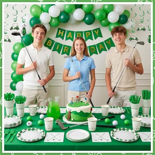 NatNarr 175 Pcs Golf Birthday Party Decorations Include 25 Guest Golf Plates and Napkins Disposable Sports Dinnerware Set Golfs Party Supplies for Master Party, Kids Adult Birthday, Baby Shower - Thumbnail 6