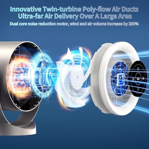 ZYXMLZ USB Rechargeable Desk Fan – Ultra Quiet <35dB, LED Touch Control, 100 Speed Levels, 360° Adjustable, Wall Mount or Table Use, Timer & Night Light, for Bedroom, Office, Travel - Thumbnail 2