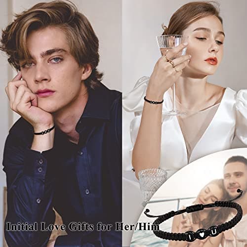 Initial Bracelets for Women Gifts for Wife Letter Charm T&W Valentine's Day Gifts for Girlfriend Wife Fiancee Husband Boyfriend Birthday Gifts for Her Best Friend Bracelet Christmas Jewelry - Thumbnail 4