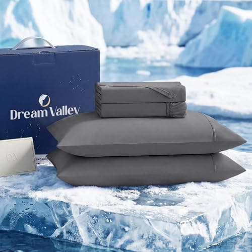 Dream Valley 4 PCS Cooling Sheets Queen Size with 2 Pillowcases, Gunmetal