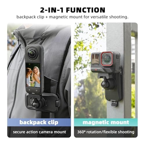 BRDRC Magnetic Backpack Mount for Insta360 X5 Ace Pro 2, Quick Release Magnet Mount Bag Strap Anti-Slip Shoulder Clip Belt for Insta 360 X5 X4 Air Ace Pro 2 Accessories - Thumbnail 2
