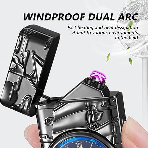 BABOBIU Electric Lighter Plasma Lighter Rechargeable Windproof Flameless Arc Lighters with USB Fast Charging Cool Sailboat Lighters Gift for Father's Day, Christmas, Birthday (Black) - Thumbnail 2