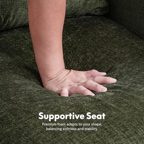 FLEXISPOT AC2 Accent Chair for Living Room, Mid Century Modern Reading Chair for Bedroom, Upholstered Armchair Comfy Single Sofa Side Chair for Office, Apartment, Small Room, Green - Thumbnail 5