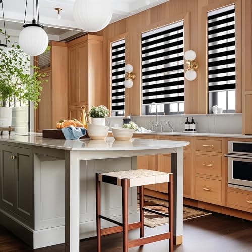GHV Corded Zebra Blinds for Windows Blackout Blinds Dual Layer Privacy for Home and Office (Black, 36 in(W) x 72 in(H)) - Thumbnail 5