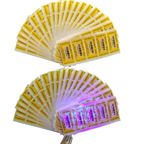 TSPC SECSEAL 100pcs 25x50mm Heat Tampering Fluorescent Mark Low Residue Tamper Evident Anti Counterfeit Tamper Proof Stickers Labels Seals (1 x 2 Inches, Matte Yellow, Serial Number) - Thumbnail 2