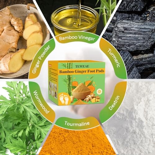 TEWEAE 62 Pads Foot Pads Natural Turmeric & Ginger, Premium Pads to Feel Better, Relieve Stress & Restful Sleep, Goodnight Patches for Family Members - Thumbnail 5