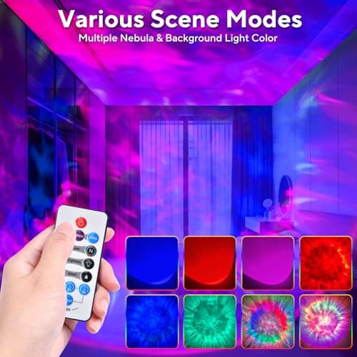 HIJOPIB Galaxy Projector for Bedroom, Nebula Ceiling Led Lamp with Remote & Timer, Night Light Gifts for Kids,Room Decor/Birthdays/Christmas/Party/Tiktok Live - Thumbnail 2