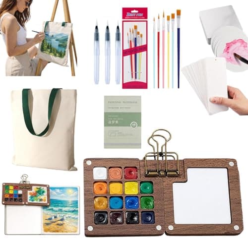 fsdyknej Portable Mini Painting Set – Compact Travel-Friendly Kit with Brushes, Palette, Mini Sketchbook, and Watercolor Paper for Artists, Beginners, and Travel Enthusiasts - Image 1
