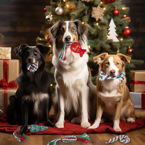 Weocar 6 Pack Christmas Dog Rope Toys, Chew Rope Toy for Puppy Small Medium Dogs, Natural Cotton Dog for Teeth Cleaning, Dog Interactive Chewing Toys - Thumbnail 6