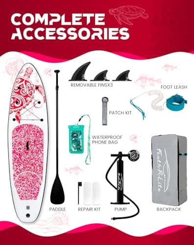 FEATH-R-LITE Inflatable Stand Up Paddle Board 10'6''x33''x6'' Ultra-Light (18.9lbs) SUP with Paddleboard Accessories,Fins,Adjustable Paddle, Pump,Backpack, Leash, Waterproof Phone Bag - Thumbnail 4