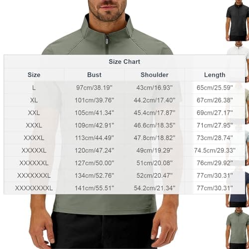 Oversized Workout Shirts for Men Short Sleeve Quarter Zip Athletic Shirts Pullover Lightweight Quick Dry Loose Fit Athletic Tops Baggy Work Out Shirt Breathable Gym Clothes Plus Size Gym Tshirt - Thumbnail 4
