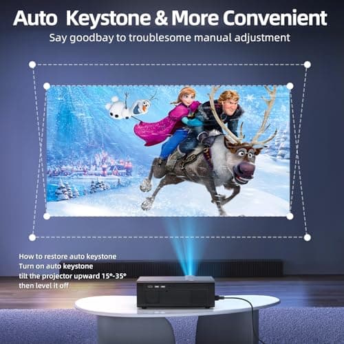 [Netflix Included | 2800 ANSI] FUDONI Smart Projector with WiFi 6 and Bluetooth, 4K Support & 1080P Full HD, Auto Focus & Keystone, Outdoor Movie Projector with Netflix/YouTube/Prime Video - Thumbnail 6