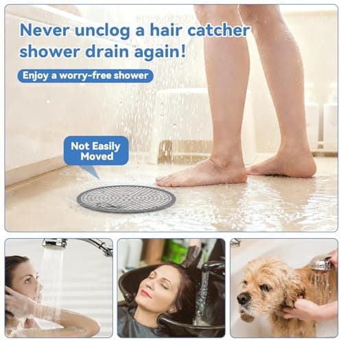 Shower Drain Hair Catcher, 4.72" Shower Drain Cover, All-in-One Universal Sink & Shower Drain Strainer, Easy Installation, Stainless Steel and Silicone Bathroom Accessories for Tub, Bathtub (Round) - Thumbnail 3