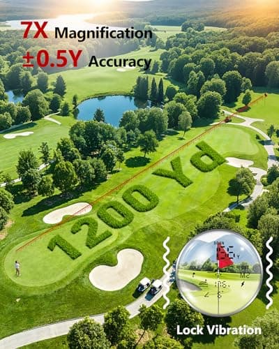 Leexox Golf Rangefinder with Slope Switch, Rechargeable Range Finder with Flag Lock Vibration, 7X Magnification Golf Rangefinder 1200 Yards, Portable with Magnetic Stripe – Tournament Legal, White - Thumbnail 3