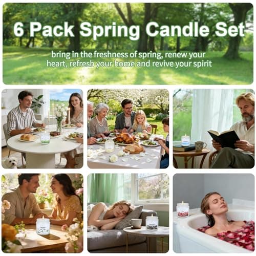 Aeraroma 6 Pack Spring Candles for Home Scented, Scented Candles for Women Men, 21oz Natural Soy Wax Candle, Aromatherapy Candle Gifts Set for Birthday, Valentines Day, Anniversary - Thumbnail 5