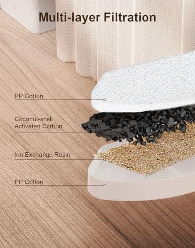 NPET N280 Cat Water Fountain Glass, 95oz/2.8L Automatic Pet Fountain Dog Stainless Steel Tray, Water Dispenser for Cats, Dogs, Multiple Pets (Water Fountain + 5 Filters) - Thumbnail 2