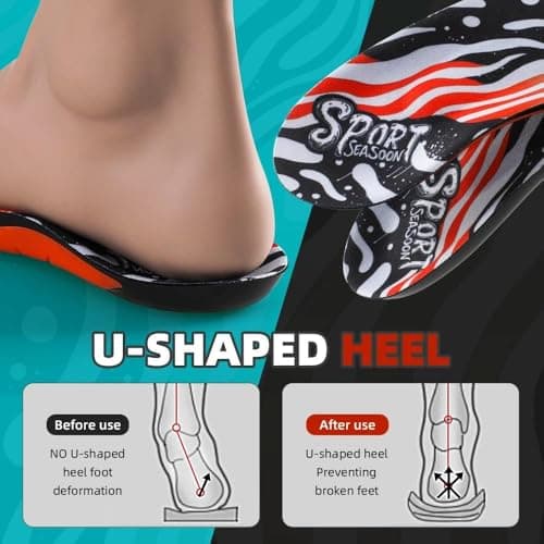 Premium Arch Support Shoe Insoles with U-Shaped Heel & 3cm TPU Support – Relief for Plantar Fasciitis, Flat Feet, Heel Pain Comfort Cushions Inserts Sneakers(Mens 6-6.5 | Womens 8-8.5 (9.84 Inch)) - Thumbnail 2