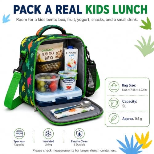 MISS BIG Dinosaur Kids Lunch Bag for Boys, Insulated School Lunch Bag, 5L - Thumbnail 5