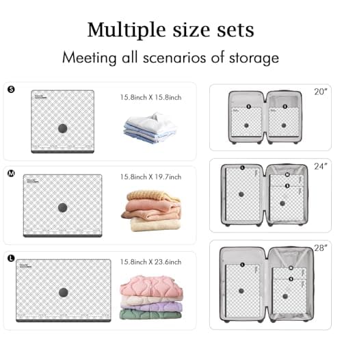 Travel Vacuum Storage Bags with USB Electric Pump, 18 Pack Compression Seal Bags for Luggage and Suitcase, Space Saver for Clothes and Clothing - Thumbnail 6