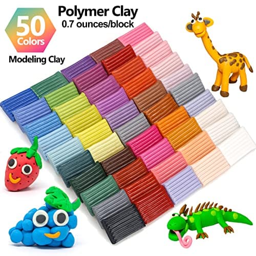 CiaraQ Polymer Clay Starter kit, Oven Bake Modeling Clay with Sculpting Tools, 50 Colors, 2.8 lb - Thumbnail 3