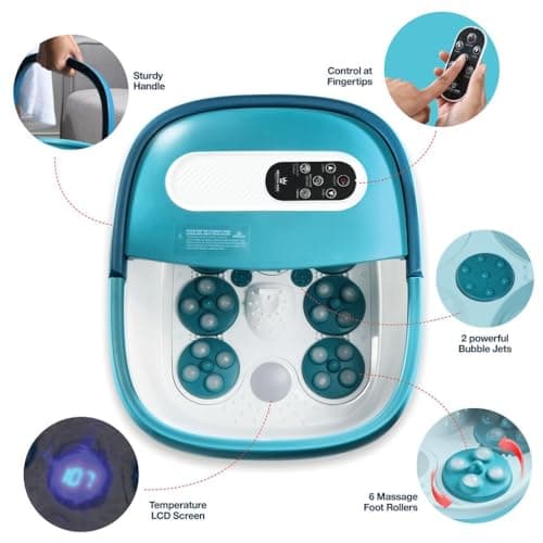 Medical king Foot Spa with Heat and Massage Electric Rotary Includes A Remote Control, A Pumice Stone, Bubbles - Motorized Shiatsu Massage Balls - Thumbnail 3