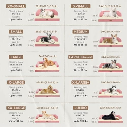 Dog Bed Medium Size Dog-Orthopedic Waterproof Bed for Dogs,Foam Couch Sofa with Washable Removable Cover & Non-Slip Bottom-Pink - Thumbnail 2