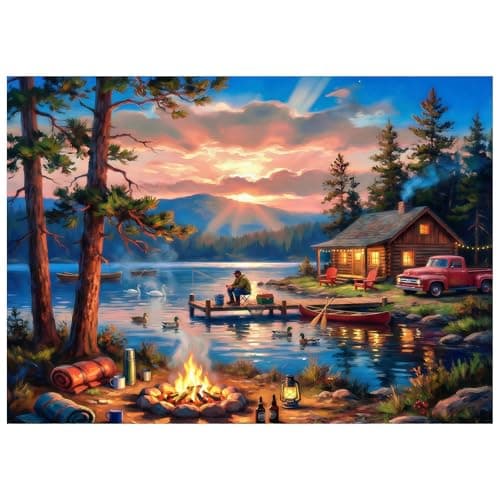 Lakeside Retreat Cabin Puzzles for Adults 1000 Pieces,Impossible Hard Difficult Challenging Jigsaw Puzzles for Adults 1000 Pieces,Puzzle with Letters on Back,Recycled Paper Jigsaw Puzzle(27.6"x19.7") - Image 1