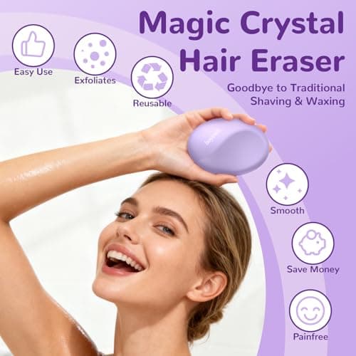hoyesch Crystal Hair Eraser for Women and Men, Reusable Crystal Hair Remover Painless Exfoliation Epilators Hair Removal for Women, Magic Hair Eraser for Back Arms Legs (Violet) - Thumbnail 5