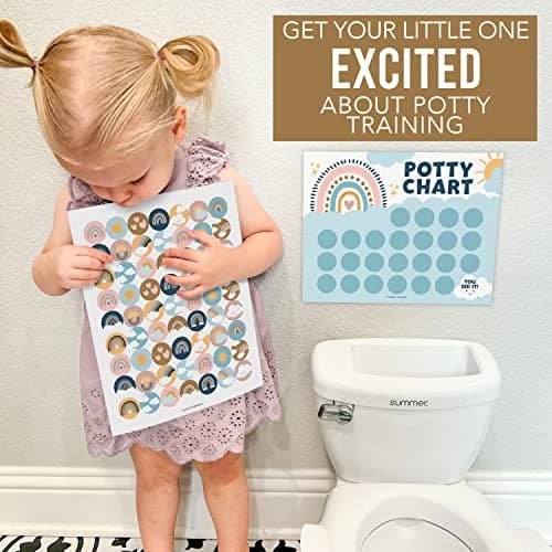 Hadley Designs Potty Training Chart for Toddlers Girls -10 Sticker Potty Chart for Toddlers Girls, 8.5x11" Potty Training Sticker Charts for Toilet Success, Boho Toddler Reward Chart for Kids - Thumbnail 5