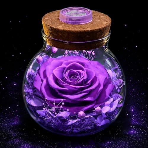 Mothers Day Flowers Gifts for Mom Birthday Gift for Women Preserved Rose Eternal Forever Flower in Glass Wishing Bottle with Colorful LED Light Flowers for Delivery Prime for Grandma Wife Friend - Image 1