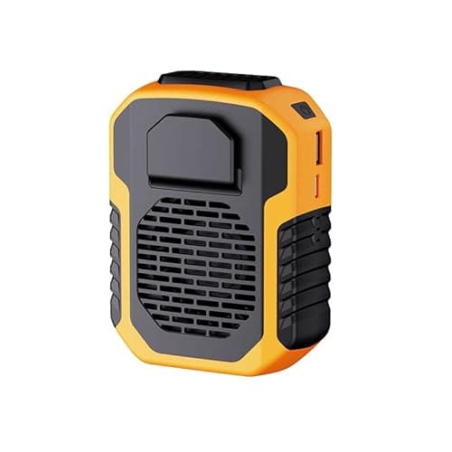 MARZIUS Portable Waist Clip Fan,6000mAh Battery Operated Wearable Belt Fan with Power Bank Function,6200RPM Strong Airflow,Personal Necklace Fan for Outdoor Work,Jobsite,Gardening,Camping (Orange)