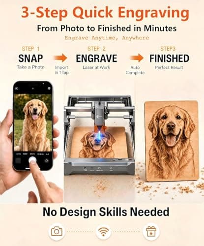 Laser Engraver, Carverall K15 Pro 5W Laser Engraving Machine for Beginners DIY High Accuracy 200x300mm (Near A4) Portable CNC Laser Cutter for Wood Coated Metal Acrylic Leather, 5000mW, Class 1 - Thumbnail 3