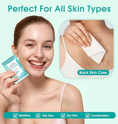 Facial Cleansing Wipes, Tea Tree Oil Extract for Face Cleansing, Salicylic Acid for Acne Treatment, Hydrating Pore Care for Sensitive Skin, Exfoliating & Soothing Double-Sided Cleansing Wipes (28PCS) - Thumbnail 6