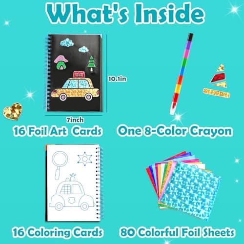 FUNNYB&G Foil Art Crafts for Kids Ages 4-8: Easter Basket Stuffers Essentials for Kids 2026, Easter Gifts for Boys, Crafts Supplies,Party Favors,Creative Toys for Kids 4 5 6 7 8 Years Old (Vehicle) - Thumbnail 3