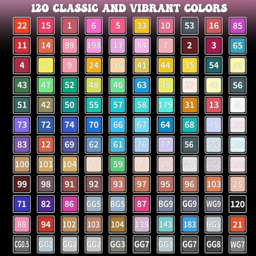 Touchbool 120 Color Alcohol Markers,Dual Tip Art Marker Pen, Classic Series Alcohol Felt Permanent Markers, Animation Art Sketch Sketching, Alcohol-based Markers - Thumbnail 3