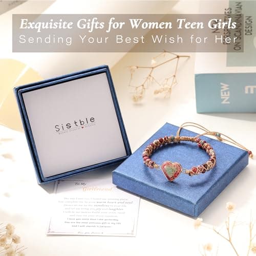 Sistble Girlfriend Bracelet Gifts, Girlfriend Bracelet from Boyfriend Christmas Gift Stocking Stuffers for Teens Purple Beaded Bracelets Love You Gift Anniversary Jewelry - Thumbnail 6