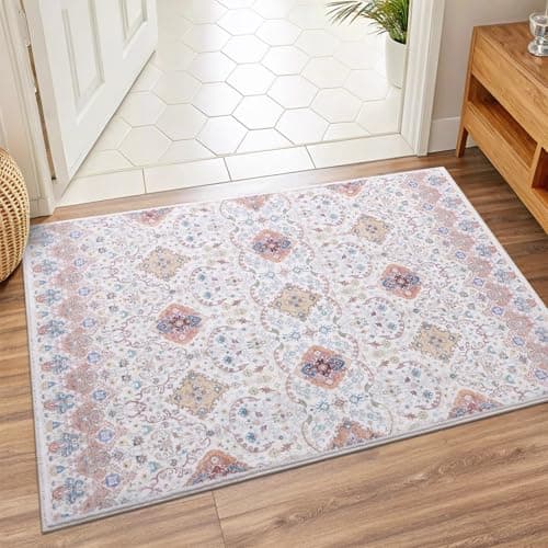 Vanmoos 2x3 Washable Area Rug – Soft, Non-Slip Entrance Rug, Durable Indoor Door mat, Floor Carpet for High-Traffic Areas, Entryway, Kitchen, and Bedside, Charm/Beige - Image 1