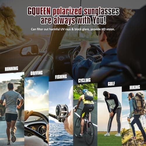 GQUEEN Polarized Sunglasses Men Womens,Flexible TR90 Frame,for Driving Fishing Cycling Hiking Golf Sports UV400 Protection - Thumbnail 6