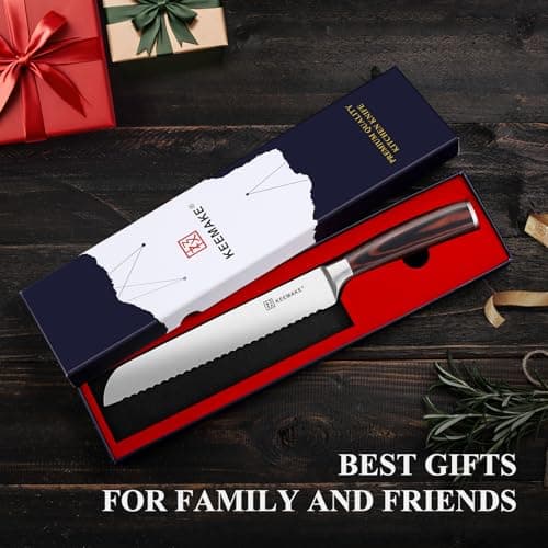 KEEMAKE Bread Knife for Homemade Bread, 8" Sourdough Bread Knife Serrated with Ultra Sharp High Carbon Stainless Steel Blade, Cutting Slicer for Bread Cake Fruit, Ergonomic Handle, Gift Box Included - Thumbnail 6