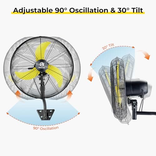 FUGOO 30" Brushless DC Industrial Oscillating Wall Mount Fan, Whisper-Quiet 8800 CFM, 40% to 80% Energy Savings,Remote Control for Factory Garage Warehouse Barn Gym - Thumbnail 5