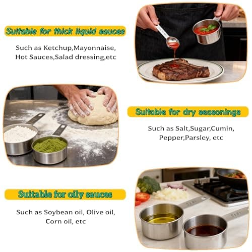 Measuring Cups and Spoons Set of 13, Stainless Steel 5 Nesting Measure Cups Set & 6 Measuring Spoons Set & 1 Leveler +1 Spoon Clip - Kitchen Baking Tools for Cooking. - Thumbnail 5