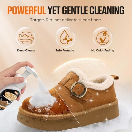 Nanoxa Suede Shoe Cleaner, No-Rinse Suede and Nubuck Cleaner Removes Dirt & Stains, Suede Shoe Cleaning Kit with Brush & Towel for Suede, Nubuck, Boots, Sneakers - Thumbnail 2