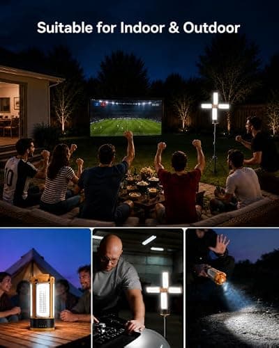 CORESLUX Rechargeable Camping Lights with Stand, 6000K Portable Work Light with 4 LED Lamp Heads, Magnetic Emergency Work Light Camping Essentials for Outdoor Work, Garage, Camping, Fishing - Thumbnail 2